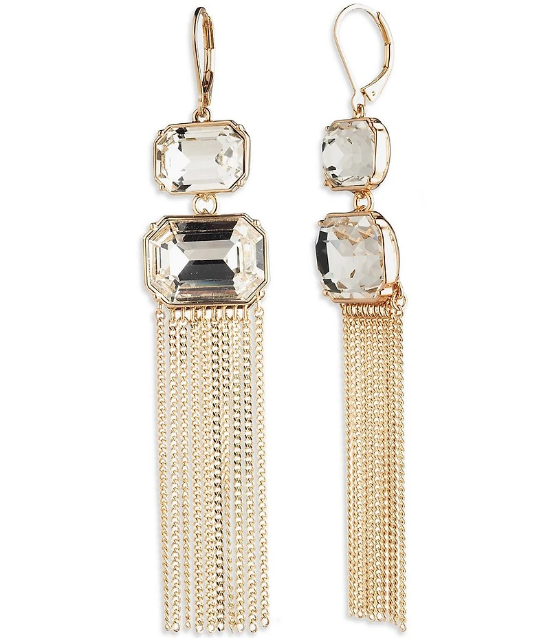 Lauren Ralph Lauren Gold Tone Fringe Stone Chandelier Earrings