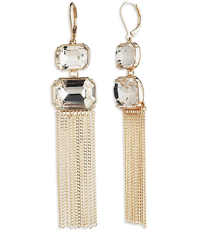 Lauren Ralph Lauren Gold Tone Fringe Stone Chandelier Earrings