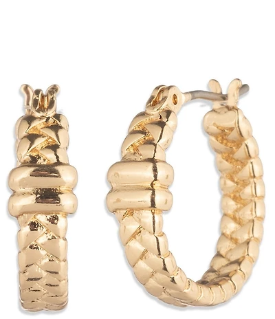 Lauren Ralph Lauren Gold Tone Herringbone Hoop Earrings