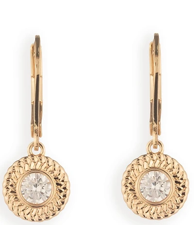 Lauren Ralph Lauren Gold Tone Huggie CZ Drop Earrings