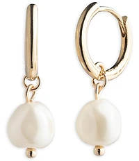 Lauren Ralph Lauren Gold Tone Huggie Pearl Drop Earrings