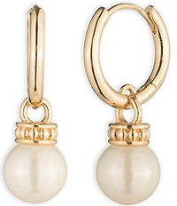 Lauren Ralph Lauren Gold Tone Huggie Pearl Drop Earrings