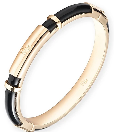 Lauren Ralph Lauren Gold Tone Jet Logo Bangle Bracelet