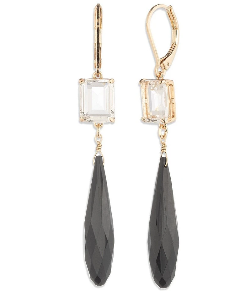 Lauren Ralph Lauren Gold Tone Jet Stone Double Drop Earrings