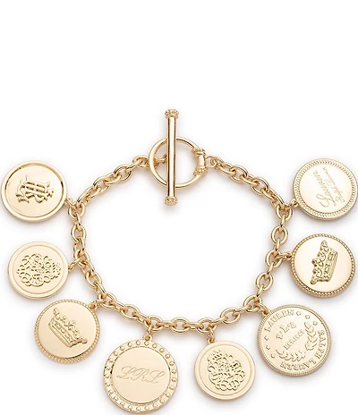 Lauren Ralph Lauren Gold Tone Large Link Flex Line Charm Bracelet