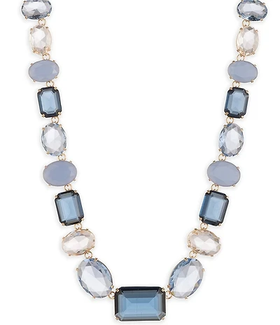 Lauren Ralph Lauren Gold Tone Large Tonal Blue Stone Collar Necklace