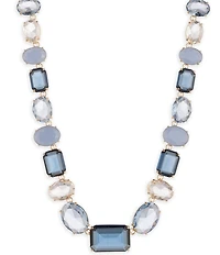 Lauren Ralph Lauren Gold Tone Large Tonal Blue Stone Collar Necklace