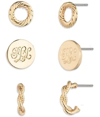 Lauren Ralph Lauren Gold Tone Lauren Rope Trio Earrings Set