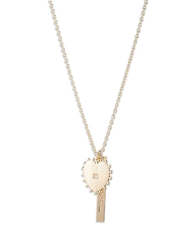 Lauren Ralph Lauren Gold Tone Logo Heart Short Pendant Necklace