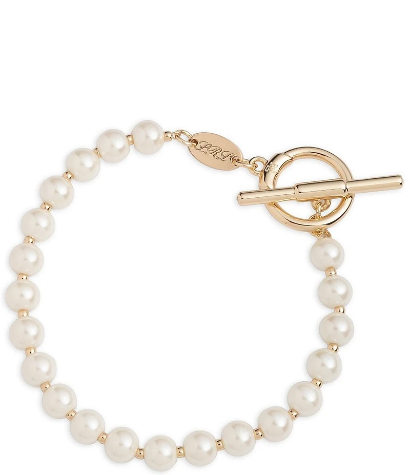 Lauren Ralph Lauren Gold Tone LRL Pearl Flex Line Bracelet