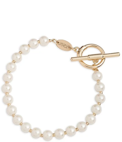 Lauren Ralph Lauren Gold Tone LRL Pearl Flex Line Bracelet