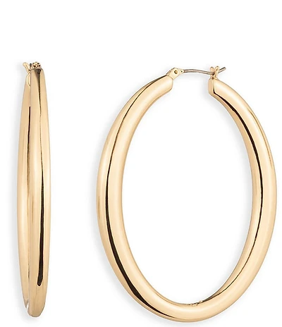 Lauren Ralph Lauren Gold Tone Organic Metal Hoop Earrings