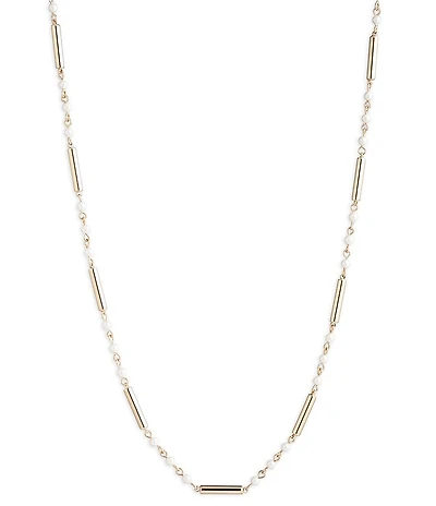 Lauren Ralph Lauren Gold Tone Pearl Bar Strand Collar Necklace