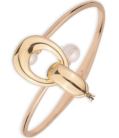 Lauren Ralph Lauren Gold Tone Pearl Bypass Cuff Bracelet