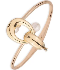 Lauren Ralph Lauren Gold Tone Pearl Bypass Cuff Bracelet