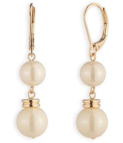 Lauren Ralph Lauren Gold Tone Pearl Double Drop Earrings