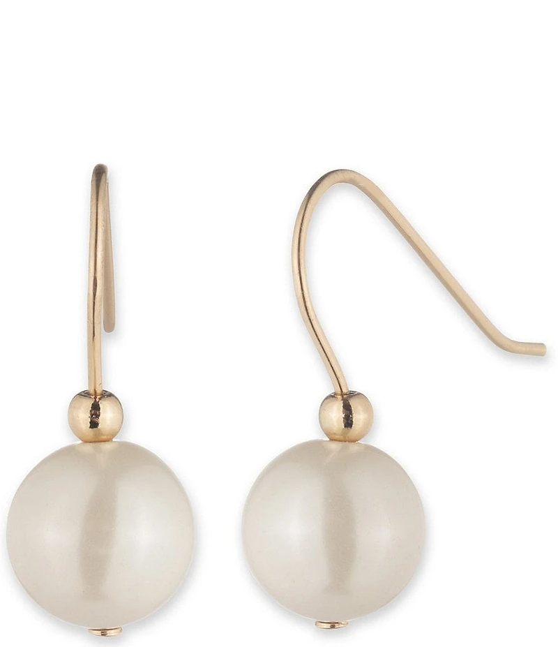 Lauren Ralph Lauren Gold Tone Pearl Double Drop Earrings