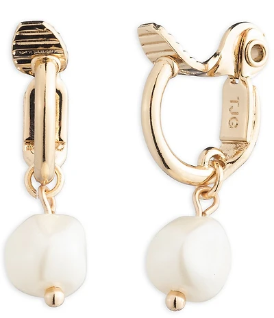 Lauren Ralph Lauren Gold Tone Pearl Drop Clip Earrings