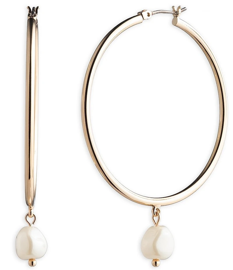 Lauren Ralph Lauren Pearl Drop Hoop Earrings