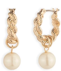 Lauren Ralph Lauren Gold Tone Pearl Huggie Drop Earrings