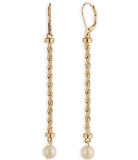 Lauren Ralph Lauren Gold Tone Pearl Rope Linear Earrings