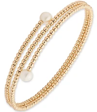 Lauren Ralph Lauren Gold Tone Pearl Wrap Bangle Bracelet