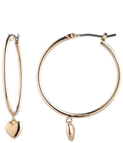 Lauren Ralph Lauren Gold Tone Puffy Heart Drop Earrings