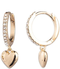 Lauren Ralph Lauren Gold Tone Puffy Heart Huggie Hoop Drop Earrings