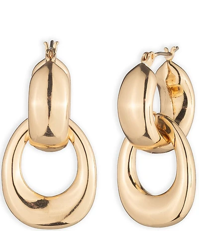 Lauren Ralph Lauren Gold Tone Puffy Hoop Orbital Drop Earrings