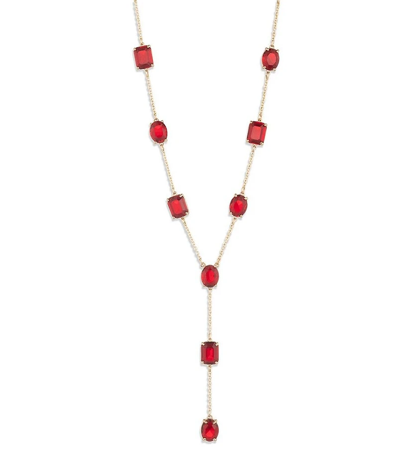 Lauren Ralph Lauren Gold Tone Red Stone Y Necklace