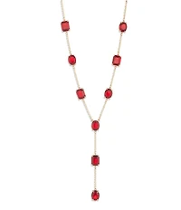 Lauren Ralph Lauren Gold Tone Red Stone Y Necklace