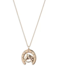 Lauren Ralph Lauren Gold Tone Round Horse Short Pendant Necklace