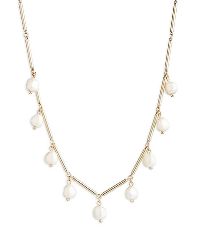Lauren Ralph Lauren Shaky Pearl Charm Frontal Collar Necklace