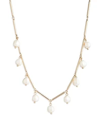 Lauren Ralph Lauren Shaky Pearl Charm Frontal Collar Necklace