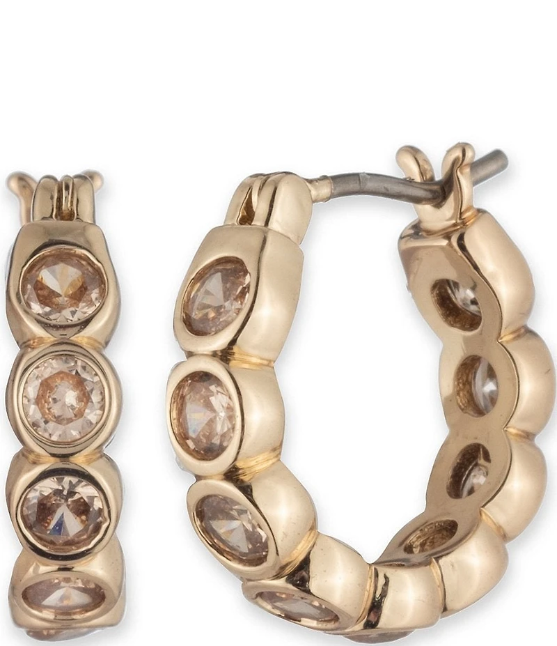 Lauren Ralph Lauren Gold Tone Silk CZ Hoop Earrings