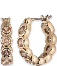 Lauren Ralph Lauren Gold Tone Silk CZ Hoop Earrings