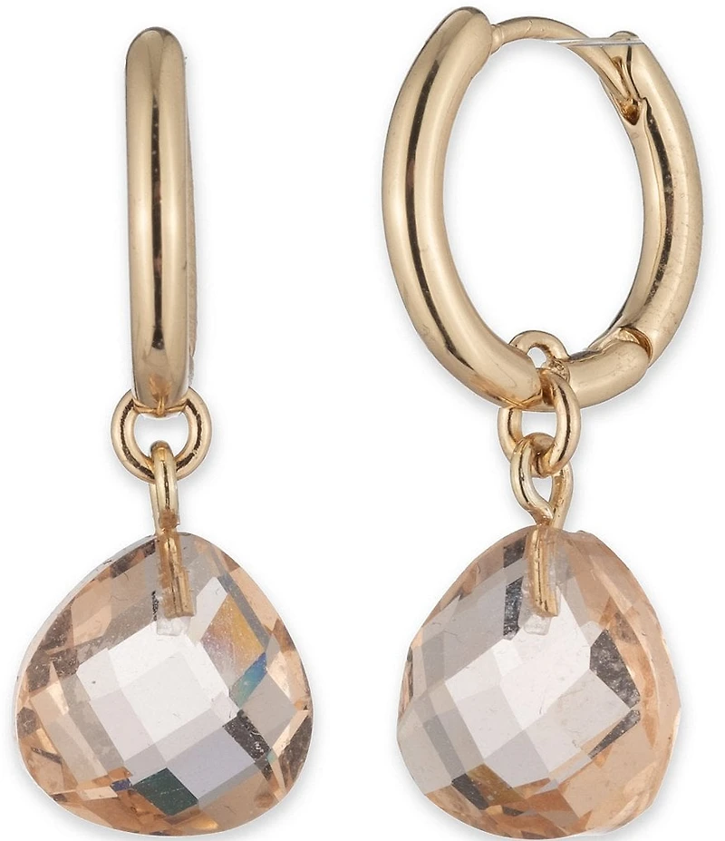 Lauren Ralph Lauren Gold Tone Silk Hoop Drop Earrings