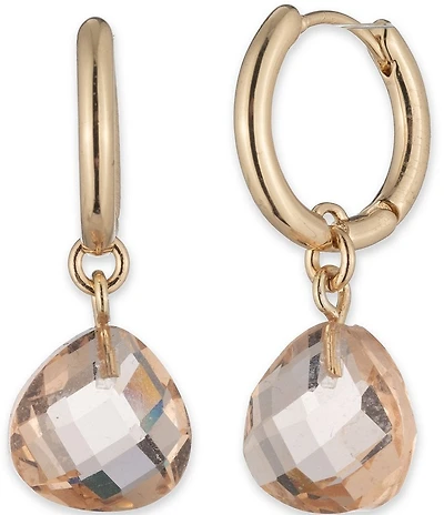 Lauren Ralph Lauren Gold Tone Silk Hoop Drop Earrings
