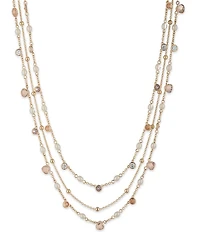 Lauren Ralph Lauren Gold Tone Silk Multi Row Pearl Collar Necklace
