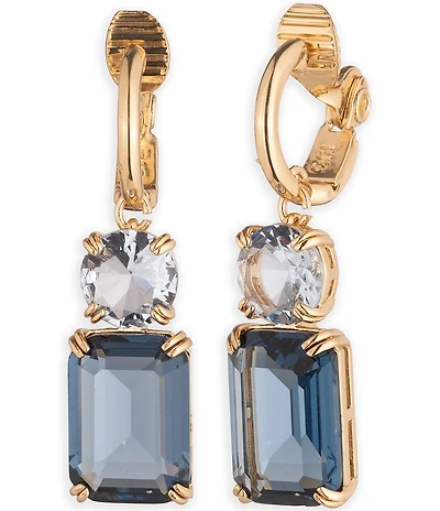 Lauren Ralph Lauren Gold Tone Stone Double Drop Clip Earrings