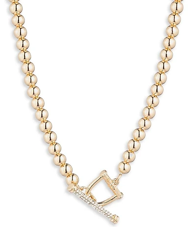 Lauren Ralph Lauren Gold Tone Toggle Beaded Collar Necklace