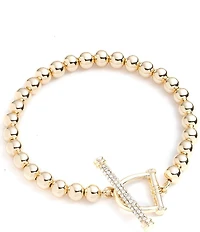 Lauren Ralph Lauren Gold Tone Toggled Beaded Flex Line Bracelet