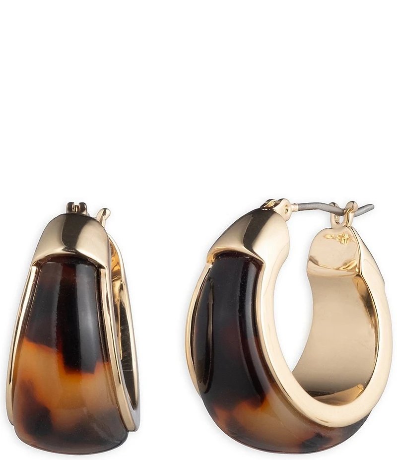 Lauren Ralph Lauren Gold Tone Tortoise Hoop Earrings