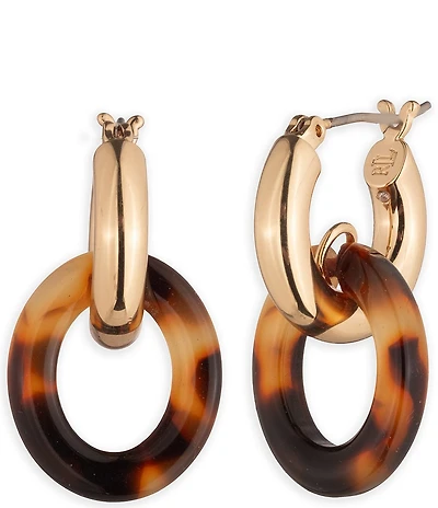 Lauren Ralph Lauren Gold Tone Tortoise Hoop Orbital Drop Earrings