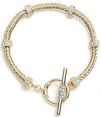 Lauren Ralph Lauren Crystal Gold Tone Pave Roundell Flex Line Bracelet