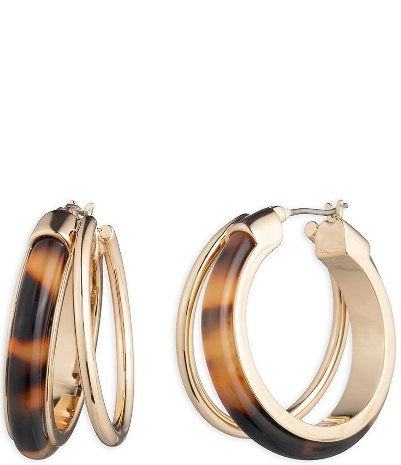 Lauren Ralph Lauren Gold Tone Tortoise Split Hoop Earrings