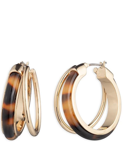 Lauren Ralph Lauren Gold Tone Tortoise Split Hoop Earrings