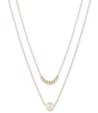 Lauren Ralph Lauren Gold Tone White Pearl Double Row Short Pendant Necklace