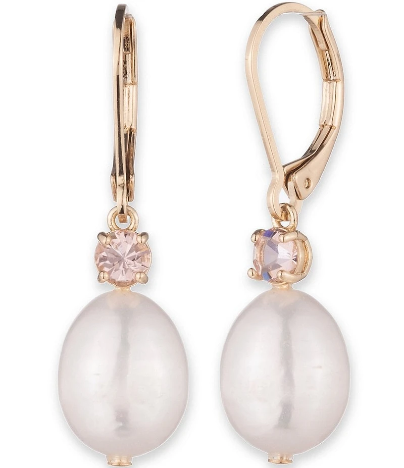 Lauren Ralph Lauren Gold Tone White Pearl Drop Earrings