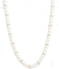 Lauren Ralph Lauren Gold Tone White Pearl Beaded Pave Collar Necklace